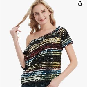 Sequin off shoulder top